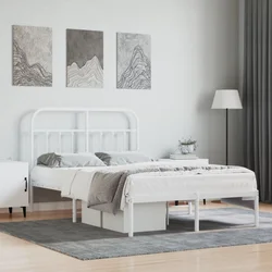 shumee vidaXL Kovinski posteljni okvir z vzglavjem bel 120x200 cm