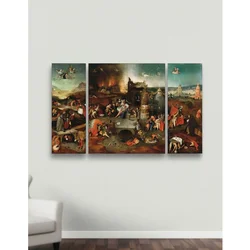 WallXpert triptih na platnu Huhu3161, Hieronymus Bosch – The Temptation of St. Anthony, 170 x 90 cm