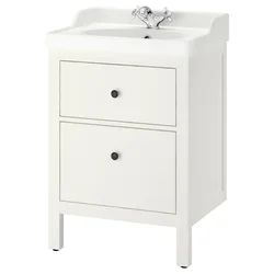 HEMNES / RUTSJÖN Postolje umiv. s fiokama/umivaonik, bela, 62x49x95 cm