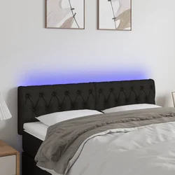 Vidaxl vidaXL Vzglavje postelje z LED diodo črno 144x7x78/88 cm blago