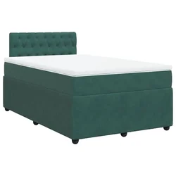 Vidaxl Box spring postelja z vzmetnico temno zelena 120x200 cm žamet