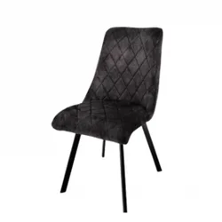 JONA Modern Black – Pliš Stolica sa Čeličnim Nogama
