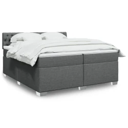 vidaXL Box spring postelja z vzmetnico temno siva 200x200 cm blago