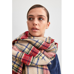 Trendyol Womens Multicolored Checkered, Soft Textured Scarf
