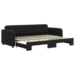 Vidaxl Izvlečna dnevna postelja črna 80x200 cm žamet