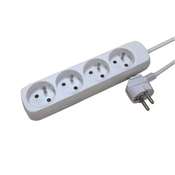 Solight Podaljševalni kabel, 4 vtičnice, 5 m, bel