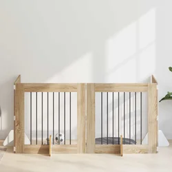Vrata za pse s postoljem 4 pcs Hrast sonoma 80 x 80 cm
