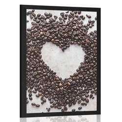 Plakat srce iz kavnih zrn - 30x45 black