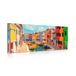Slika pastelne hiške v mestecu - 60x30
