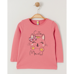 VIA GIRLS Majica za devojčice Cute Meow, Roze