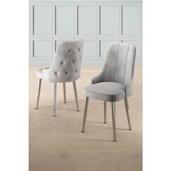 Hanah Home set trpezarijskih stolica Newa 8 kom, siva tkanina Babyface, hromirane metalne noge