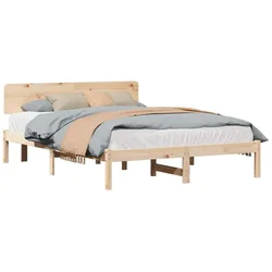 Vidaxl Konstrukcija postelje Naravna 150 x 200 cm Masivno borovo les