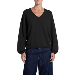REPLAY Crni oversized džemper s puf rukavima
