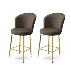 Hanah Home Set barskih stolica Fora, 2 komada, Braon-zlatni