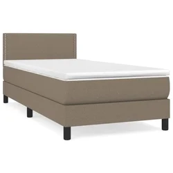 Vidaxl Box spring postelja z vzmetnico taupe 90x200 cm blago