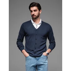 Ombre Mens knitted sweater with structured dots - navy blue