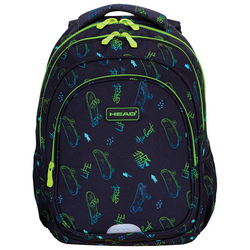 Ranac za školu anatomski 2zipa 1džep veći AB300 Skate Lifestyle 24.Head 502024115 crno-zeleni