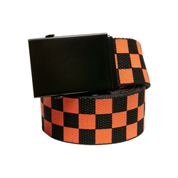 Check And Solid Canvas Belt 2-Pack Black/Orange