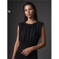 Sinsay - Bluza bez rukava sa naborima - crno