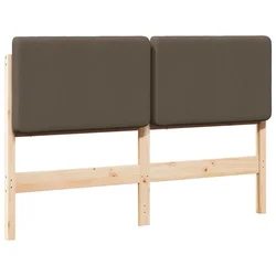 Vidaxl Tapecirano vzglavje Rjava in taupe 140 cm Masivno borovo les