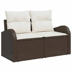 Vidaxl Vrtni kavč z blazino Rjava 124 x 62 x 69 cm poli ratan