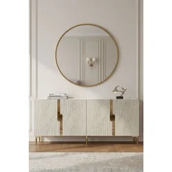 Hanah Home komoda Evva 150, 125 cm, bela / travertin / zlatna