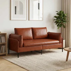vidaXL Kavč za 2 osebi Svetleča rjava 188 x 81 x 89 cm Umetno usnje