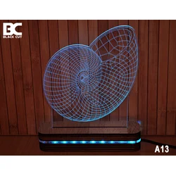 Black Cut 3D Lampa Puž, Svetloplava