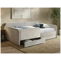 Oblazinjena postelja ORVEXA s shranjevalnim prostorom 120 x 200 cm, bež