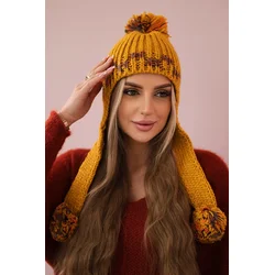 Womens cap with long ears Nadia K321 mustard