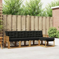 Set vanjskih sofa s jastukom 5 pcs Prirodna i crna