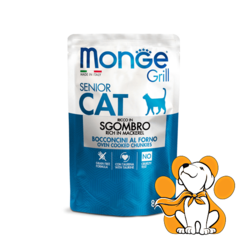 Monge Grill Senior Cat, Mackerel 85g, Sos Skuša Bez Žitarica Za Starije Mačke