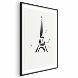 shumee Plakat - Črna ilustracija Eifflovega stolpa na svetlem ozadju