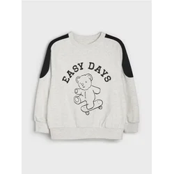 Sinsay - Opušteni crewneck duks sa printom medvedića - svetlo siva