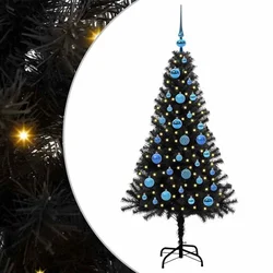Božićno drvce s 150 LED svjetlima s stalakom Crna 150 cm PVC