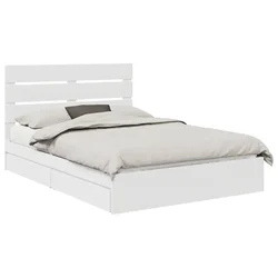 Vidaxl Postelja s shranjevanjem Bela 140 x 190 cm Konstruiran les