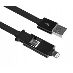 shumee Ploski kabel 2 v 1 za iPhone in polnjenje mikro USB