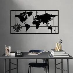 Atelier Del Sofa Zidna dekoracija World Map 7, 121x60 cm, 1.5 mm, Crna