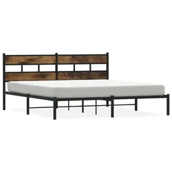 Vidaxl Kovinski posteljni okvir brez vzmetnice dimljen hrast 183x213cm