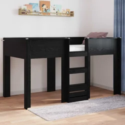 Krevet na kat za djecu s madracem Crni hrast 100 x 200 cm