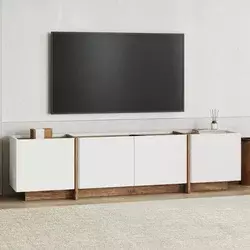 HANAH HOME Polica za TV Lowen White Atlantic Pine