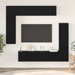 Set TV komoda Zidne 8 pcs Crni hrast Konstruirano drvo