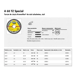 shumee K.MET disk 125 mm x 1,0 mm x 22,2 mm A60 TZ Special