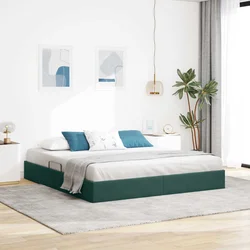 Otomanski krevet s pohranom Tamnozelena 160 x 200 cm Baršun