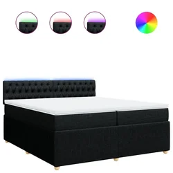 Vidaxl Box spring postelja z vzmetnico črn 200x200 cm blago