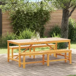 Vidaxl Komplet za jedilnico v vrtu 3 pcs Rjava 200 x 90 x 74 cm