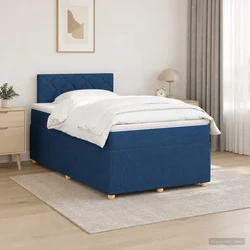 vidaXL Postelja boxspring z vzmetnico Modra 120 x 200 cm Blago