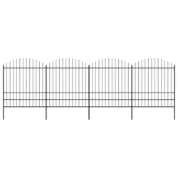 Vrtna ograda s vrhom koplja Čelik 714,5 x 200 cm Crna