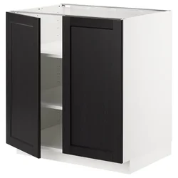 METOD Podni element s policama/2 vrata, bela/Lerhyttan crno bajcovano, 80x60 cm