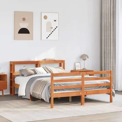 vidaXL vidaXL Posteljni okvir z vzglavjem voščeno rjava 120x190 cm borovina, (21303616)